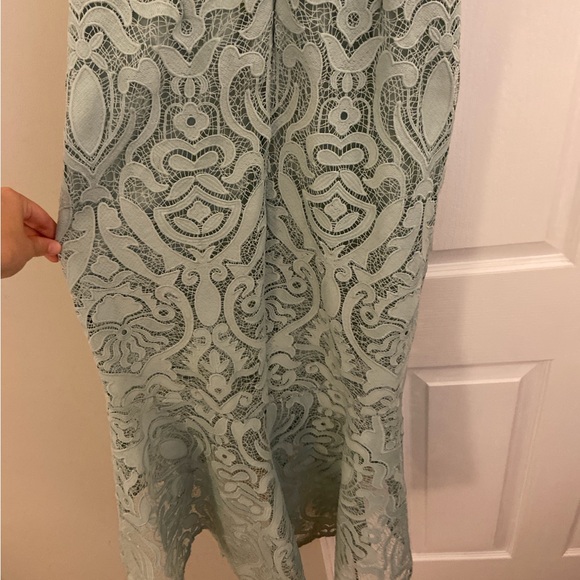 Lulu’s Won Your Heart Sage Green Lace Tie-Strap High-Low Midi Dress Small - Picture 8 of 8